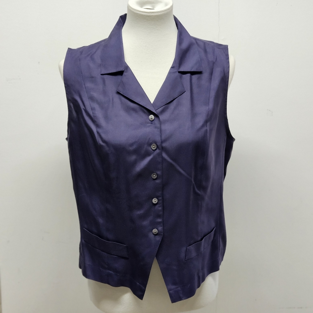 Valerie Stevens Petite Pure Silk Vest Size 14P Preppy Y2K Old Money Menswear